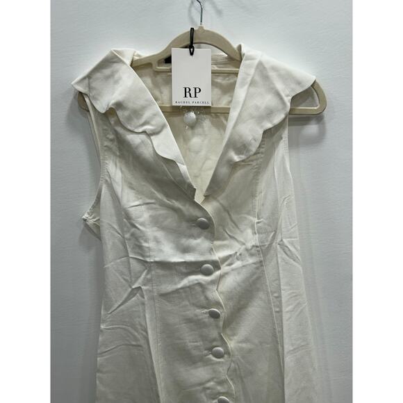 NWT Rachel Parcell Womens White Sleeveless Scallop Collar Shirt Dress Size Small - Picture 3 of 11